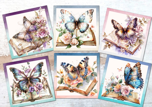 Rose floral butterfly - rose, books